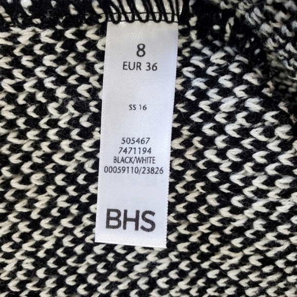 BHS Love Knitwear Wmns Black/White Fitted Diamond Knit Pencil Skirt NWT - Picture 10 of 11